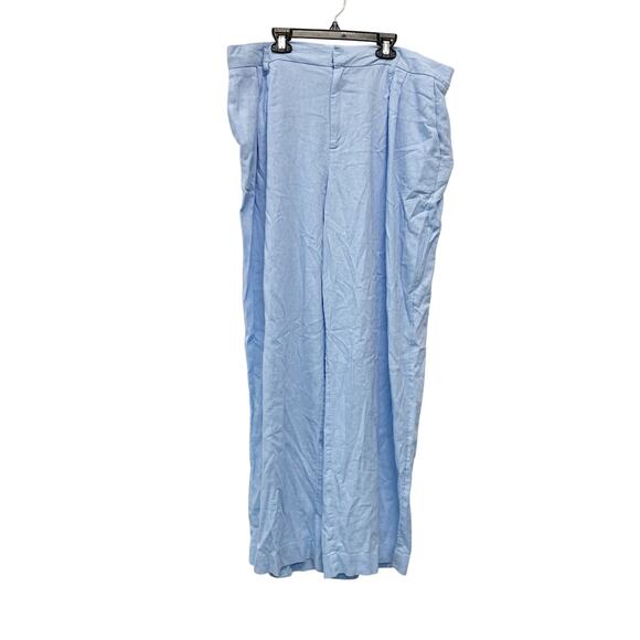 A New Day Women's Blue Mid Rise Linen Wide Leg Pants Size 16 - Picture 1 of 5